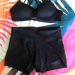 Vs pink sports bra/champion athletic shorts bundle